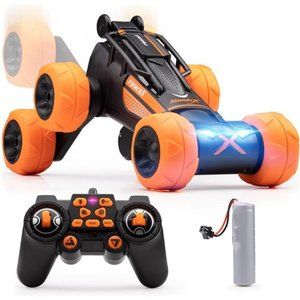 Atomic X Remote Control Car for Kids - 6 Wheeled RC Stunt Car Toy LED
